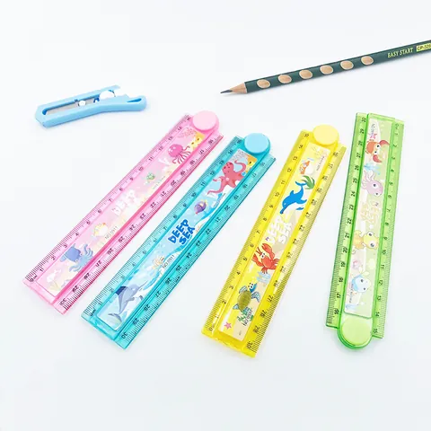 Cartoon Capybara Foldable Plastic Ruler Straight Ruler With Geometric Drawing Templates For Students School Office Supplies
