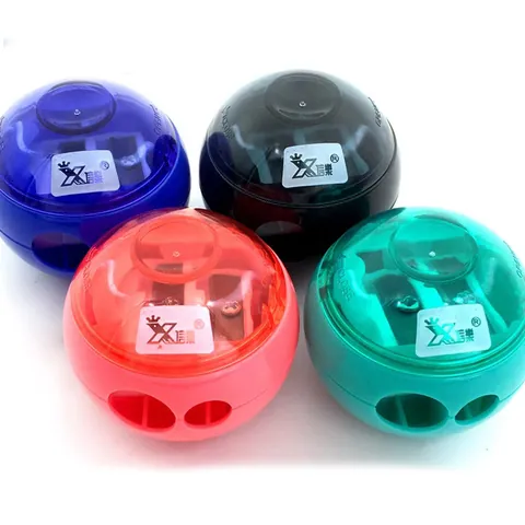 Manual Spherical Pencil Sharpener Dual Hole Plastic Pencil Sharpener For Students School Office Supplies Assorted Colors