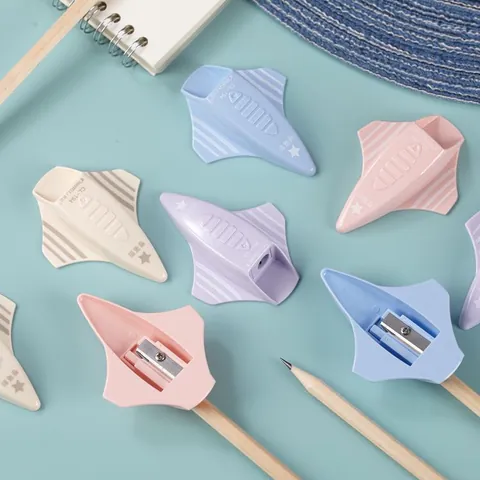Sacapuntas Manual Creativo Con Forma De Avión Para Niños Avión De Combate De Dibujos Animados Colores Macaron Papelería Para Estudiantes Suministros Escolares Regalo