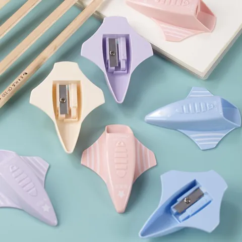 Sacapuntas Manual Creativo Con Forma De Avión Para Niños Avión De Combate De Dibujos Animados Colores Macaron Papelería Para Estudiantes Suministros Escolares Regalo