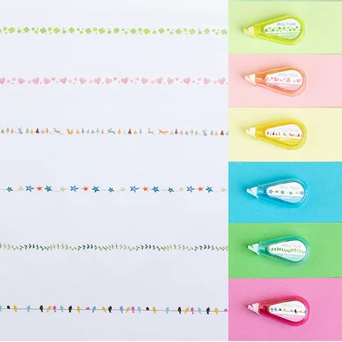 Cartoon Pattern Deco Tape Press Type Decorative Correction Tape For Scrapbooking DIY Journaling Students Kids Stationery Gift