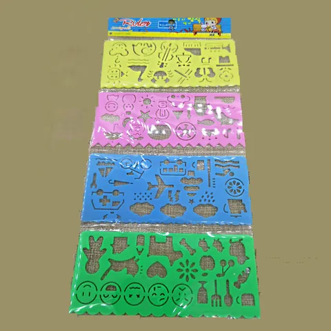 Multicolor Plastic Hollow Drawing Template Ruler For Kids Student Geometric Pattern DIY Educational Art Drawing Tools
