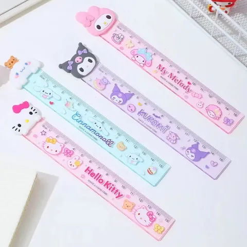 Cute Cartoon Character 3D Head Plastic Ruler Transparent Measuring Scale For School Office Student Gift Stationary