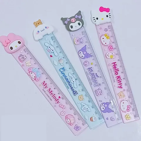 Cute Cartoon Character 3D Head Plastic Ruler Transparent Measuring Scale For School Office Student Gift Stationary
