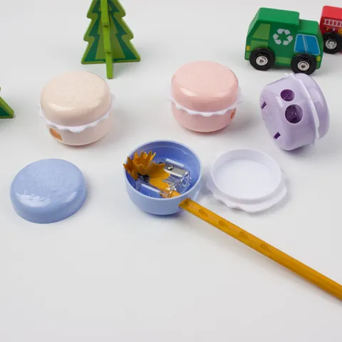 Macaron Hamburger Shape Manual Pencil Sharpener Double Hole For Students Kids Morandi Colors ABS Plastic School Stationery Gift