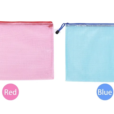 Borsa Porta Documenti in Rete di PVC Trasparente Impermeabile con Cerniera Varie Dimensioni A3 A4 A5 A6 per Ufficio Scuola Cancelleria