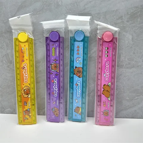 Cartoon Capybara Foldable Plastic Ruler Straight Ruler With Geometric Drawing Templates For Students School Office Supplies