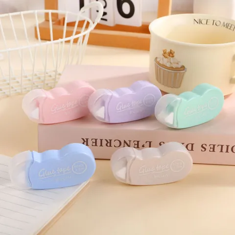 Macaron Colors Dot Glue Tape For Students Office DIY Scrapbooking Double Sided Adhesive Tape Pen School Stationery Accessory