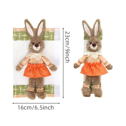 Pastoral Style Rabbit Refrigerator Handle Covers Set Plush Bunny Refrigerator Oven Door Handle Protector With Velcro Easter Home Kitchen Decoration