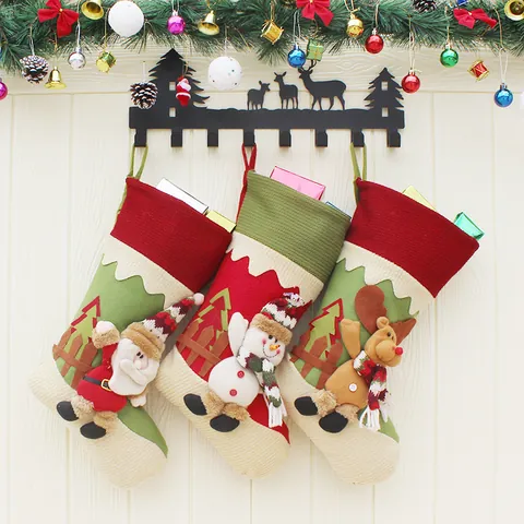 Festlicher Weihnachtssocke Geschenktüte Mit 3D Weihnachtsmann Schneemann Rentier Design Dekoration Für Weihnachtsbaum Haus Party