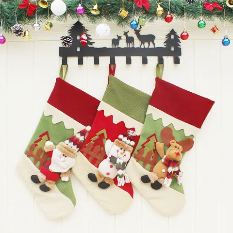 Festlicher Weihnachtssocke Geschenktüte Mit 3D Weihnachtsmann Schneemann Rentier Design Dekoration Für Weihnachtsbaum Haus Party