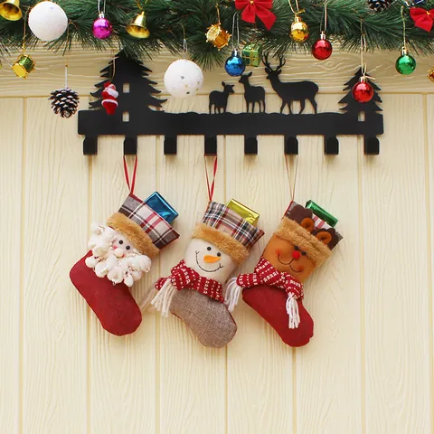 Christmas Stockings Hanging Gift Bags Santa Claus Snowman Reindeer Pattern Non-Woven Fabric Burlap Festive Home Decoration