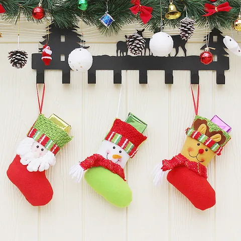Weihnachtsstrumpf Geschenktüten Mit Weihnachtsmann Schneemann Rentier Mustern Wolle Gebürsteter Stoff Vliesstoff Feiertagsdeko
