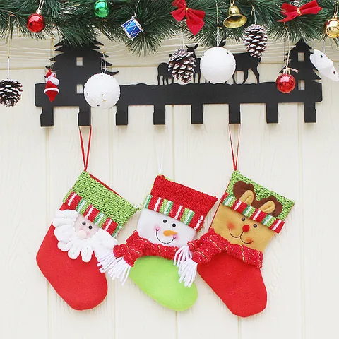 Weihnachtsstrumpf Geschenktüten Mit Weihnachtsmann Schneemann Rentier Mustern Wolle Gebürsteter Stoff Vliesstoff Feiertagsdeko