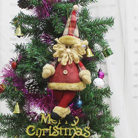 Addobbi Natalizi in Peluche per Albero Babbo Natale Pupazzo di Neve Renna Bambole in Tessuto a Quadri Decorazioni per Feste