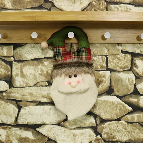 Weihnachtsanhänger Dekoration Weihnachtsmann Schneemann Rentier Plüsch Türhänger Karomuster Strickstoff Party Haus Ornament Geschenk