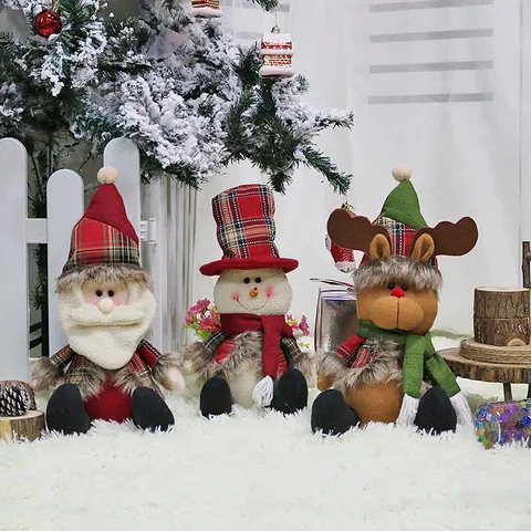 Weihnachts-Plüschpuppe Sitzend Weihnachtsmann Schneemann Rentier Ornament Für Zuhause Büro Einkaufszentrum Festliche Deko