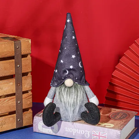 Halloween Faceless Gnome Plush Doll Wizard Hat Star Moon Pattern Plaid Nordic Elf Ornament For Home Window Party Table Decor