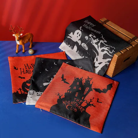 Halloween Leinen Kissenbezug Kürbis Geist Hexe Schloss Dekorativer Kissenhülle Für Sofa Couch Home Dekor