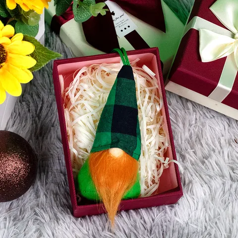 St Patrick's Day Gnome Hanging Ornaments Lucky Irish Tomte Gnome Decor With Sequin Plaid Hat Orange Beard Festival Decoration