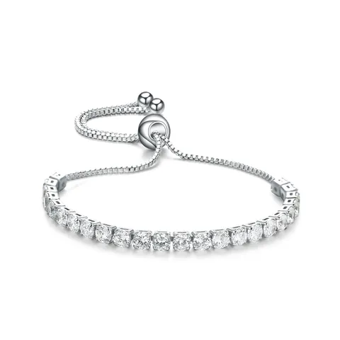 Bracelet Tennis Élégant en Laiton Zircon pour Femmes Plaqué Or 14K Argent Or Rose Bracelet Bolo Ajustable Bijoux Cadeau