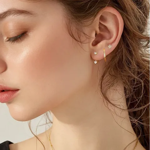 Luxury Zirconia Star Butterfly Earring Set With 925 Sterling Silver Earring Post Gold Brass Stud Earrings For Women Jewelry
