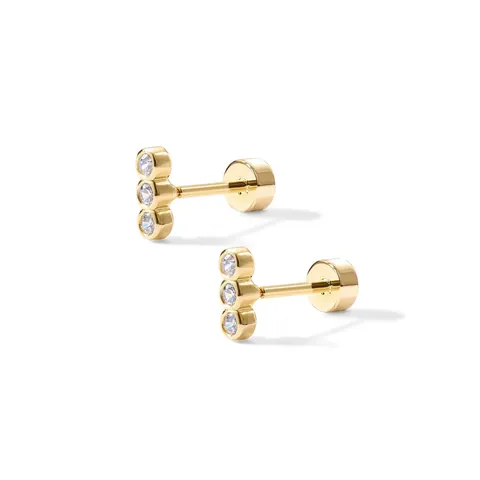 14K Gold Plated Brass Zirconia Stud Earrings For Women Niche Design Minimalist Evil Eye Floral Crown Geometric Jewelry Accessory