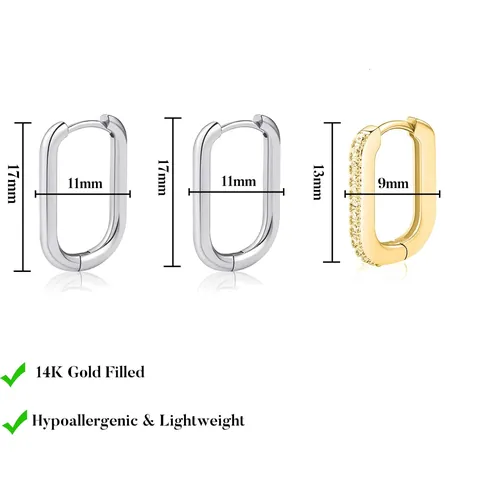 Minimalistische Messing 14K Gold Gefüllte Zirkonia U-Förmige Creolen Für Damen Leicht Hypoallergen Mode Ohrschmuck