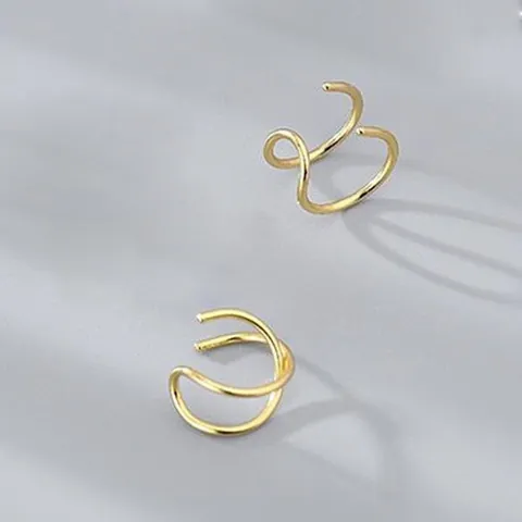 Unregelmäßige Geometrische Messing Ohrklemmen Für Damen Gold Silber Vergoldet Minimalistisch Ohne Piercing Knorpel Wickelschmuck Mode Accessoire