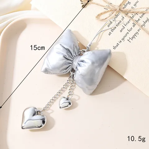 Ins Korean Style PU Leather Bow Keychain Cute Heart Pendant Bag Charm For Women Handbag Accessories
