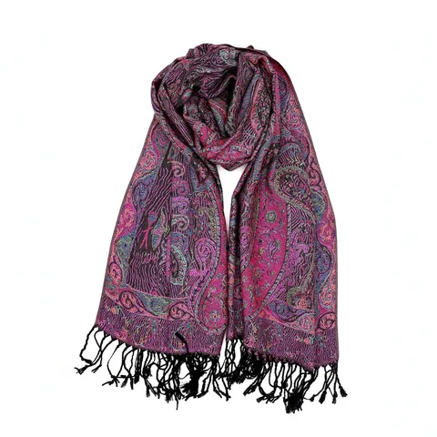 Scialle Pashmina Paisley Vintage da Donna Sciarpa Jacquard in Viscosa Con Nappine Stile Etnico Bohémien Morbido Grande Avvolgente