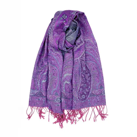 Scialle Pashmina Paisley Vintage da Donna Sciarpa Jacquard in Viscosa Con Nappine Stile Etnico Bohémien Morbido Grande Avvolgente