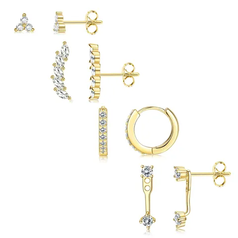 Brass Zirconia Flower Star Heart Stud Earrings And Huggie Hoop Earrings For Women Gold Silver Plated Elegant Fashion Jewelry