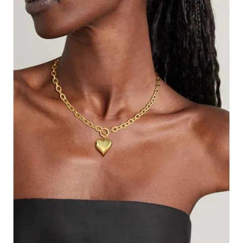 Luxury Copper Heart Pendant Necklace For Women Gold Silver Plated Paperclip Cuban Chain Evil Eye Choker Fashion Jewelry Gift