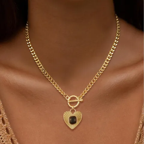 Luxury Copper Heart Pendant Necklace For Women Gold Silver Plated Paperclip Cuban Chain Evil Eye Choker Fashion Jewelry Gift