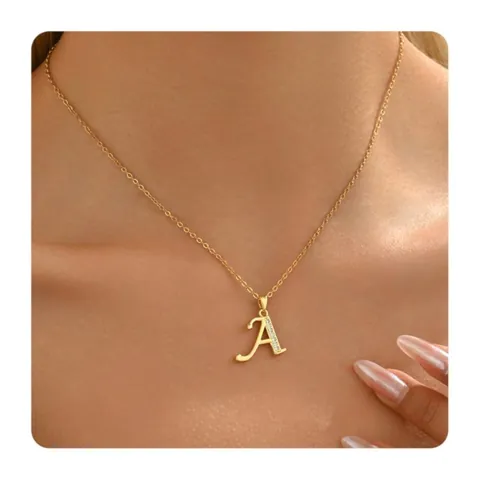 14K Gold Plated Brass Zircon Initial Letter Pendant Necklace For Women Personalized Alphabet Jewelry Elegant Birthday Gift Accessory