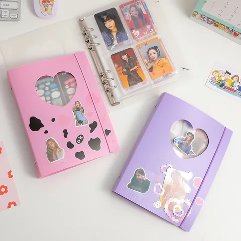 A5 Gematteerde Zes Gaten Losbladig Fotokaart Binder Hart Hol Fotoalbum Kpop Idool Kaart Collectie Boek Briefpapier Organizer
