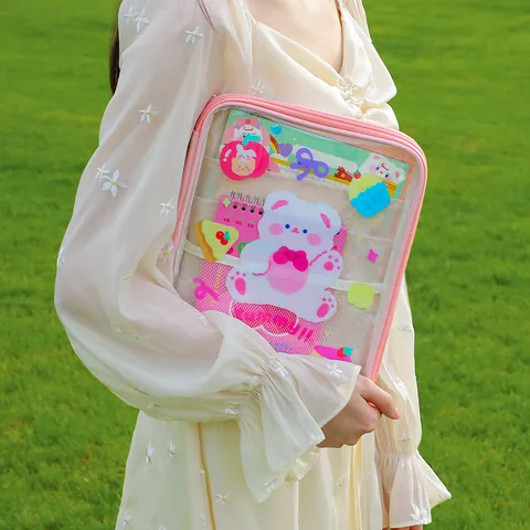 Cartoon Hase Tiger iPad Hülle Tasche PVC Transparent Mehrschichtige Tablet Aufbewahrungstasche Für Damen Mädchen Schule Büro