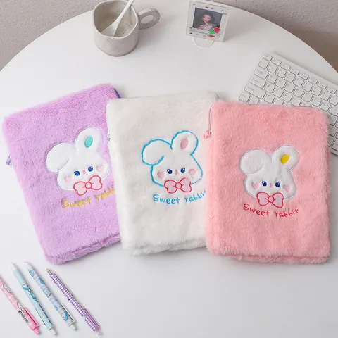 Funda de Peluche de Conejito para Tableta iPad 11 Pulgadas Bordado Coreano Sweet Rabbit Bolsa de Almacenamiento de Laptop