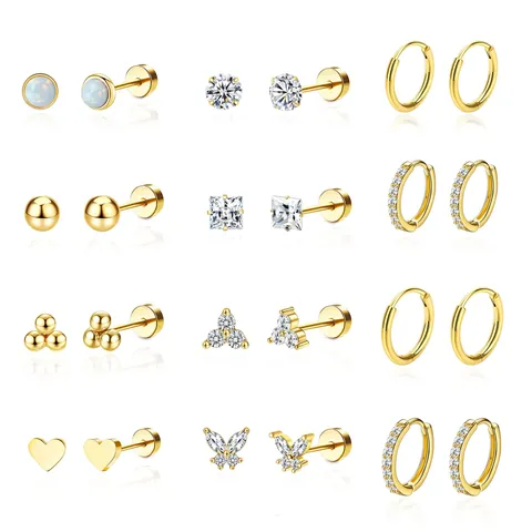 Copper Gold Silver Plated Earring Collection For Women Zirconia Pearl Heart Butterfly Hoop Stud Earrings Jewelry Gift