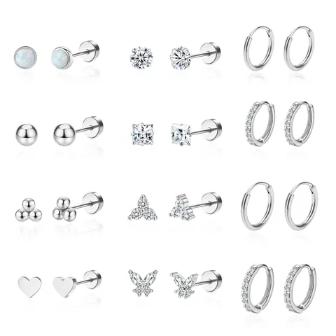 Copper Gold Silver Plated Earring Collection For Women Zirconia Pearl Heart Butterfly Hoop Stud Earrings Jewelry Gift