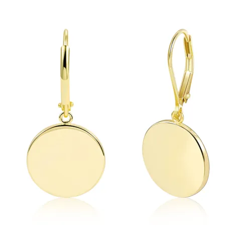 Minimalist Brass Round Disc Dangle Earrings With 925 Sterling Silver Earring Post Gold Silver Plated Leverback Drop Jewelry