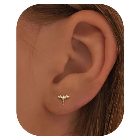 Gold Plated Brass Animal Shape Stud Earrings With Stainless Steel Post Shark Dragon Palm Tree For Women Fashion Jewelry