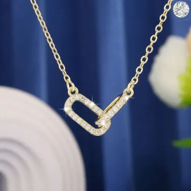 Fashion Copper Zirconia Pendant Necklace For Women 14K Gold Plated Interlaced Rings Infinity Symbol Modern Jewelry Gift