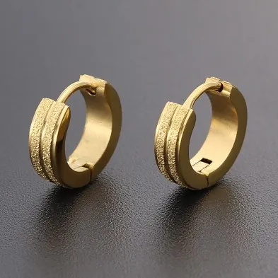 Punk Mattiert Geometrisch Messing Creolen Für Damen Herren Schwarz Gold Silber Überzogen 4mm Breit Huggie Kreis Ohrclips Schmuck