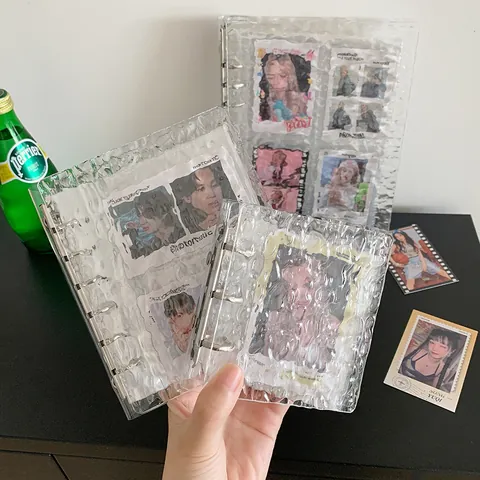 Clear Water Ripple Texture Loose-leaf Binder Photo Album Transparent PVC Acrylic Photocard Collector Notebook A5 A7 A8 Shell Storage Book