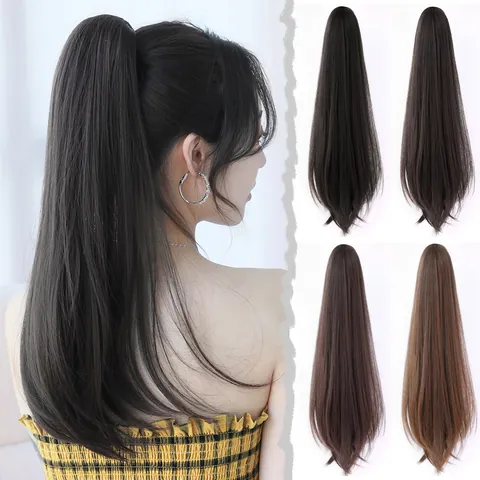 Long Straight Claw Clip Ponytail Extension High Temperature Synthetic Fiber Hairpiece For Women Daily Party Use