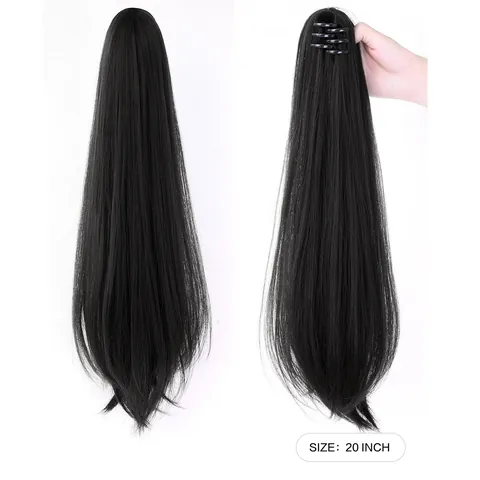 Long Straight Claw Clip Ponytail Extension High Temperature Synthetic Fiber Hairpiece For Women Daily Party Use