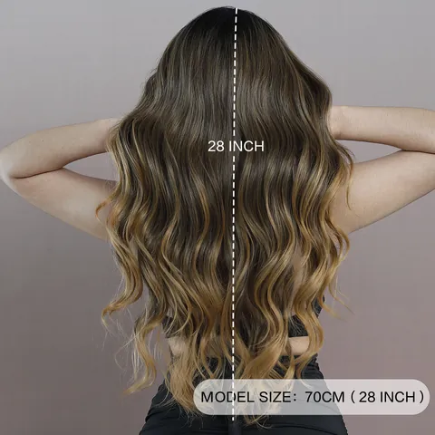 Long Wavy Ombre Synthetic Lace Front Wig For Women Side Part Heat Resistant Natural Looking Daily Party Fashion Hair Wig