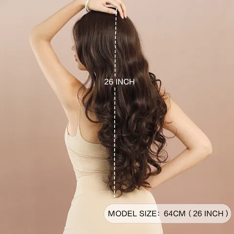 Parrucca a T in Pizzo Ondulata Lunga Colore Tè Nero per Donna Fibra Sintetica ad Alta Temperatura Resistente al Calore Effetto Naturale Quotidiano Festa Moda Extension